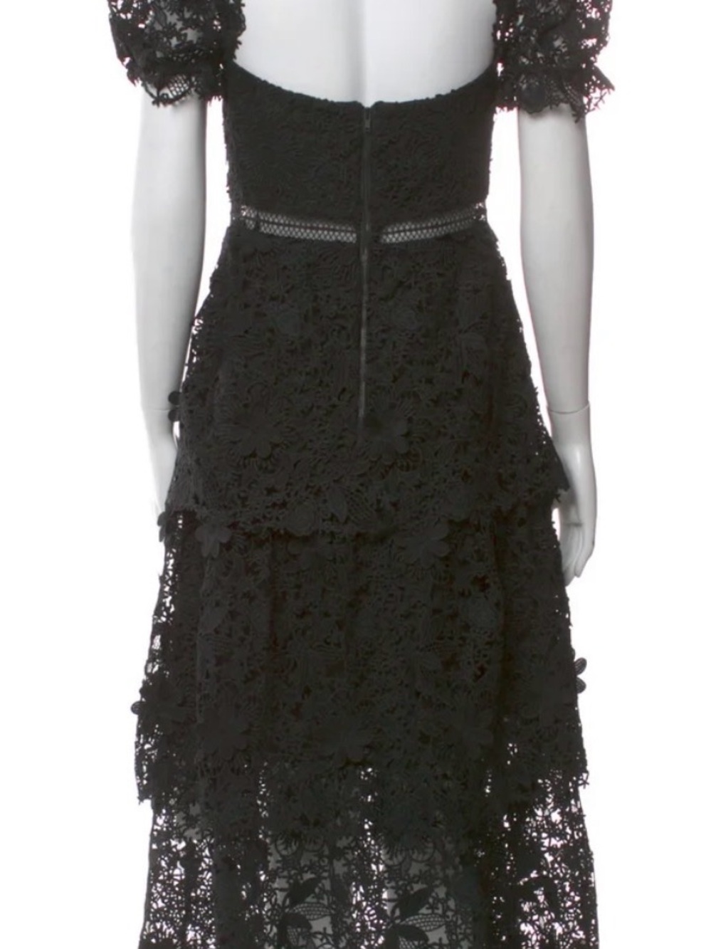 Self-Portrait Black Floral Lace Tiered Midi Dress - Picture 5 of 5